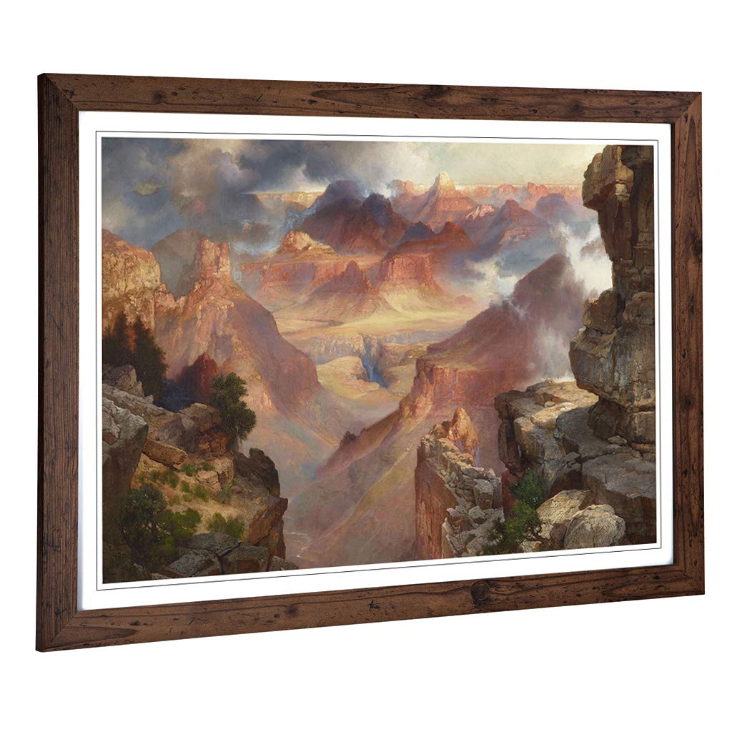 Big Box Art Framed Print of Thomas Moran Grand Canyon of Arizona Design | Wall Art Picture | Home Decor for Kitchen, Living Room, Bedroom, Hallway, Walnut, A2 / 24.5x18 Inch / 62x45cm