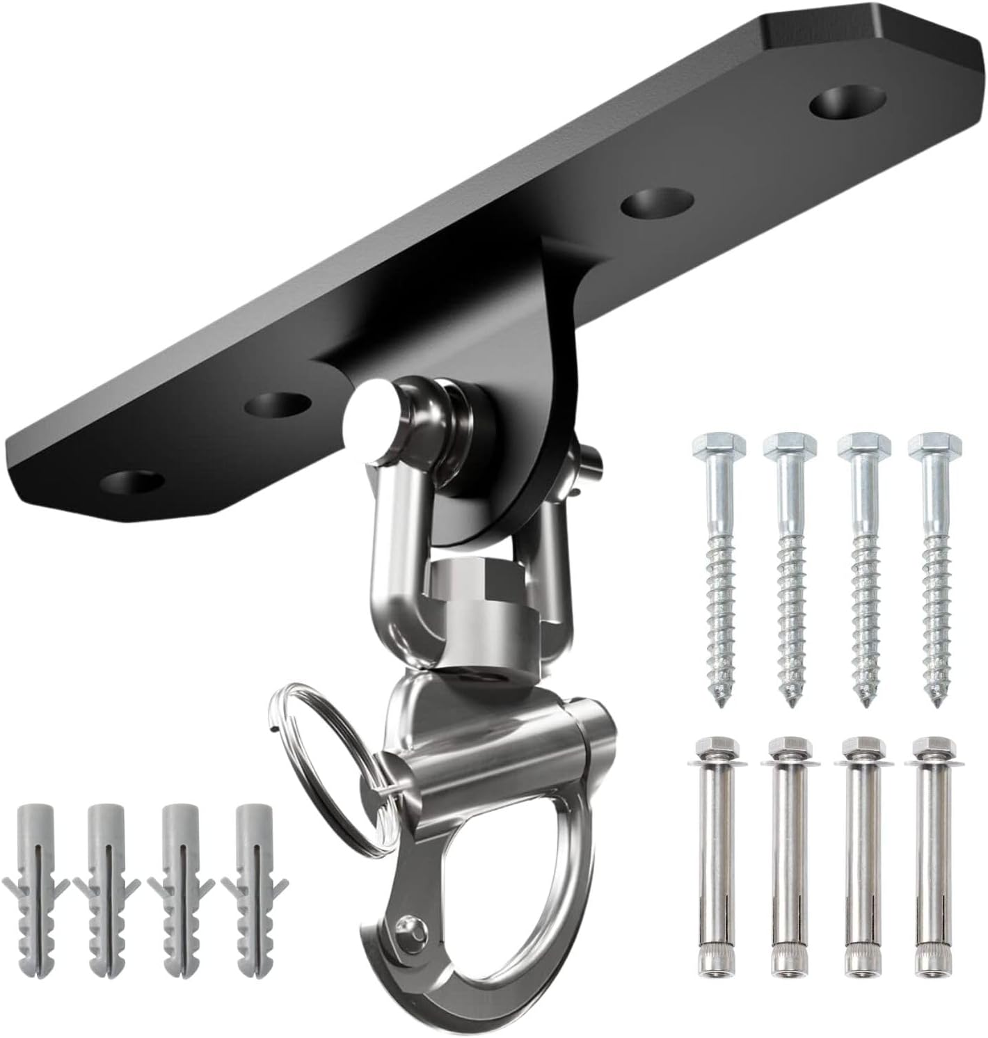 Yes4All Punching Bag Hanger, Stainless Steel Swivel Chain with 4 Snap Hooks for Heavy Bag, Gym Swing, Trapeze, and Hammock