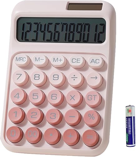 Miniatura 1 de Calculadora de escritorio, calculadora comercial con botones grandes, calculadora de pantalla LCD grande de 12 dígitos, energía dual solar y