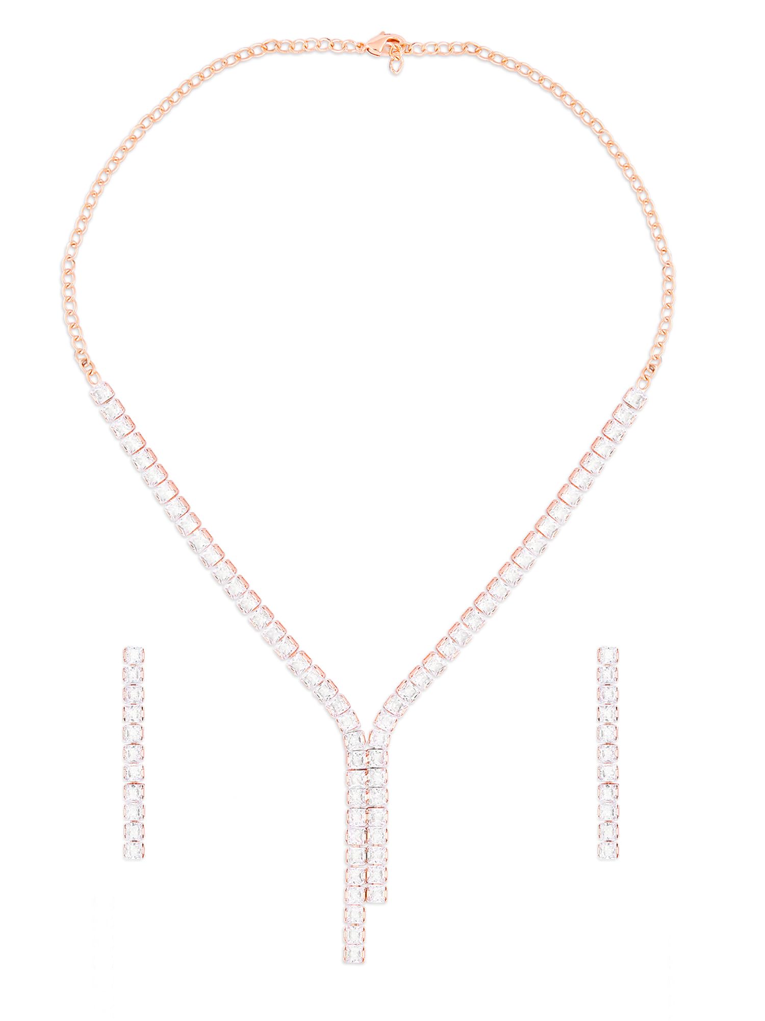 See full amazon price history chart for ZAVERI PEARLS Rose Gold Dazzling Cubic Zirconia Contemporary Party Bling Lariat Necklace & Earring Set For Women-ZPFK16147 ZAVERI PEARLS Rose Gold Dazzling Cubic Zirconia Contemporary Party Bling Lariat Necklace & Earring Set For Women-ZPFK16147 (B0C4TVFZBN) Amazon Price History, Amazon Price Tracker