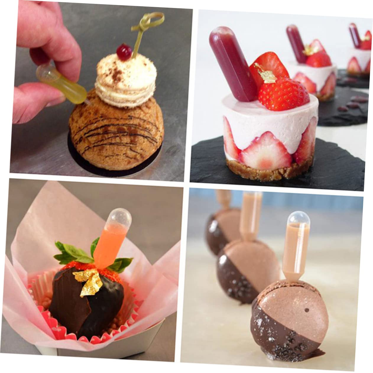 FUNOMOCYA 50pcs Jam Dropper Pipette Mini Jam Dessert Pipettes Transfer Pipette Strawberry Pipettes Jam Pipettes Mini Flavor Injector Pipettes Dropper Food Pipettes Cupcake Pipettes