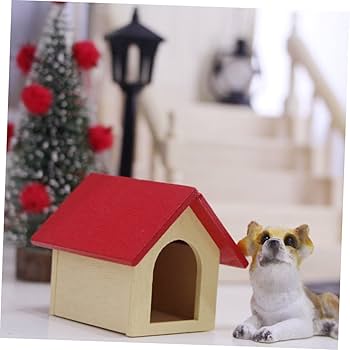 犬と小屋のミニチュアセット Amazon.co.jp: 2個ミニ犬小屋猫の家木製ペットハウスミニチュア