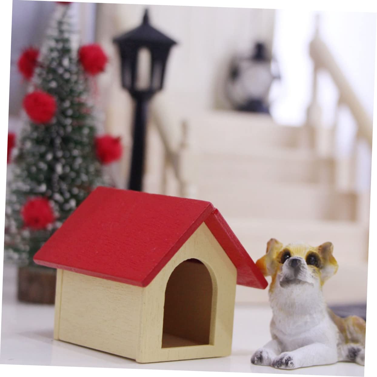 犬小屋　ミニチュア Amazon | VICASKY 2個ミニチュアドールハウス用 木製犬小屋