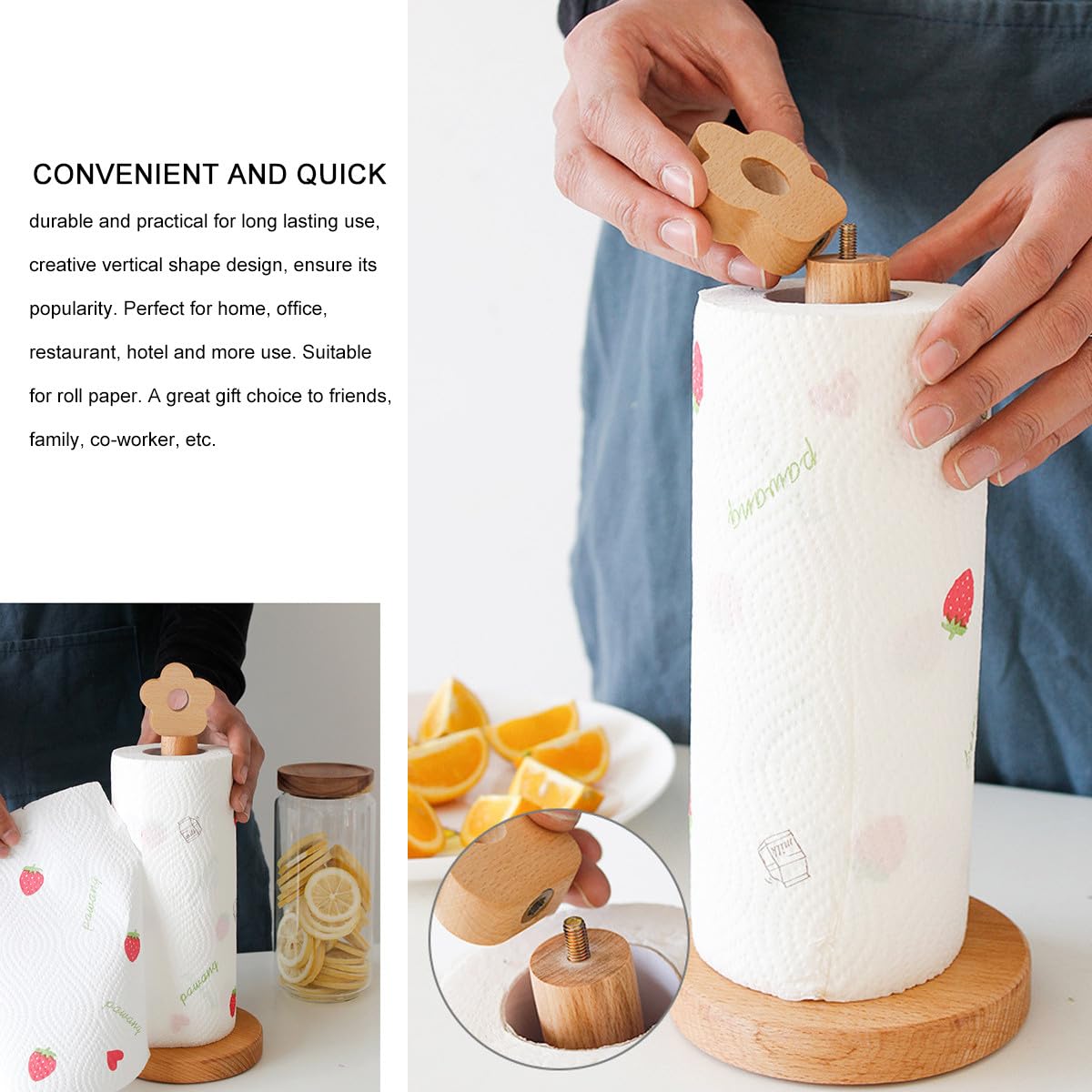 Portarotolo Verticale Creativo per Legno Pezzi Carta Cucina