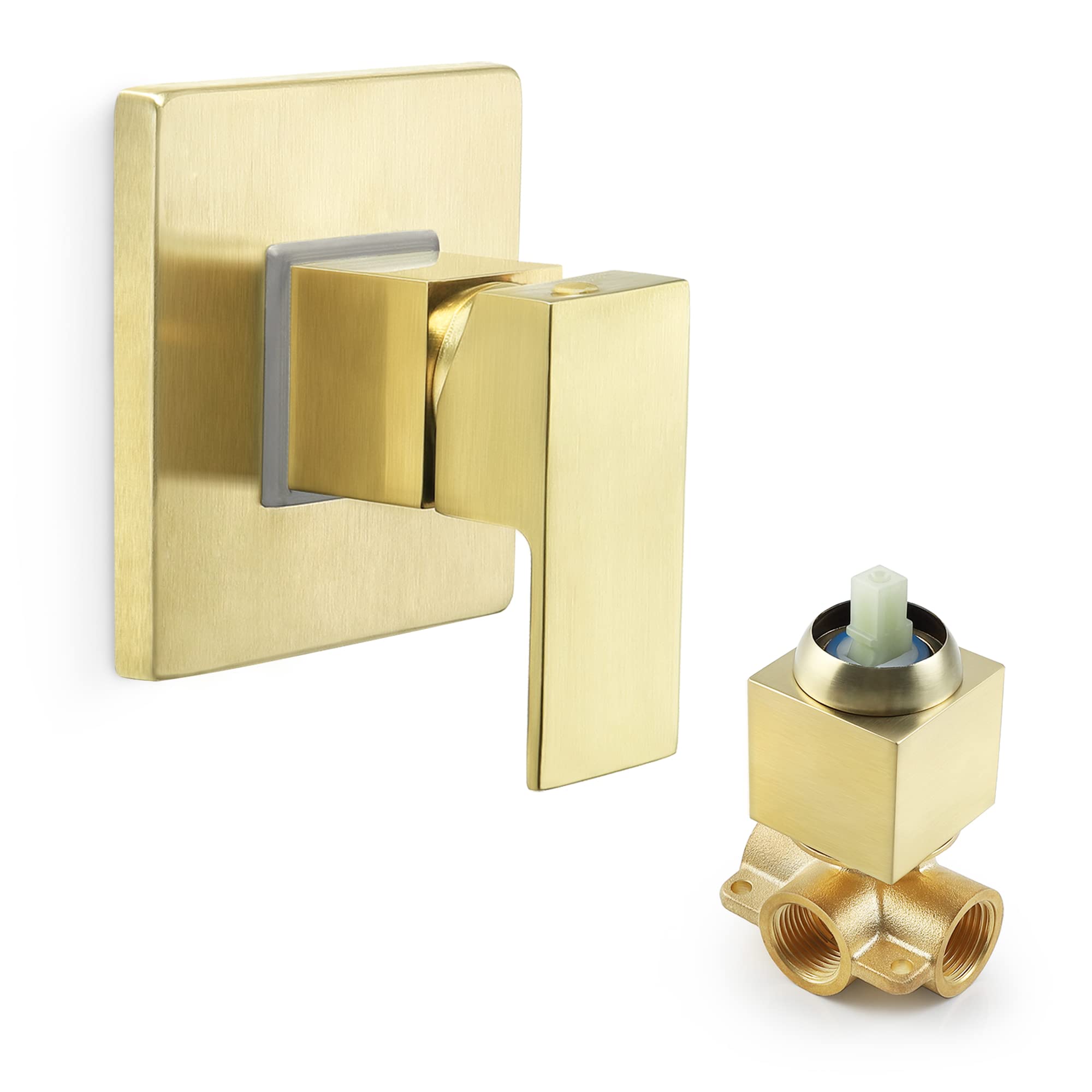 SKOWLL Shower Handle Trim Kit Wall Mount Bathroom Single Handle Tub and Shower Trim Kit Rough-in Valve, Brushed Gold