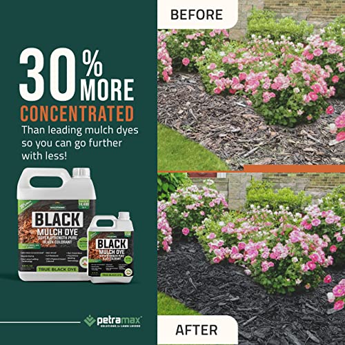 Petratools Black Mulch Dye, 14,400 Sq Ft Coverage - Mulch Dye Black, Black Mulch For Landscaping, Black Mulch For Garden Beds, Wood Mulch Dye, Permanent Mulch Paint & Playground Bark Mulch (128 Oz) #TOP3