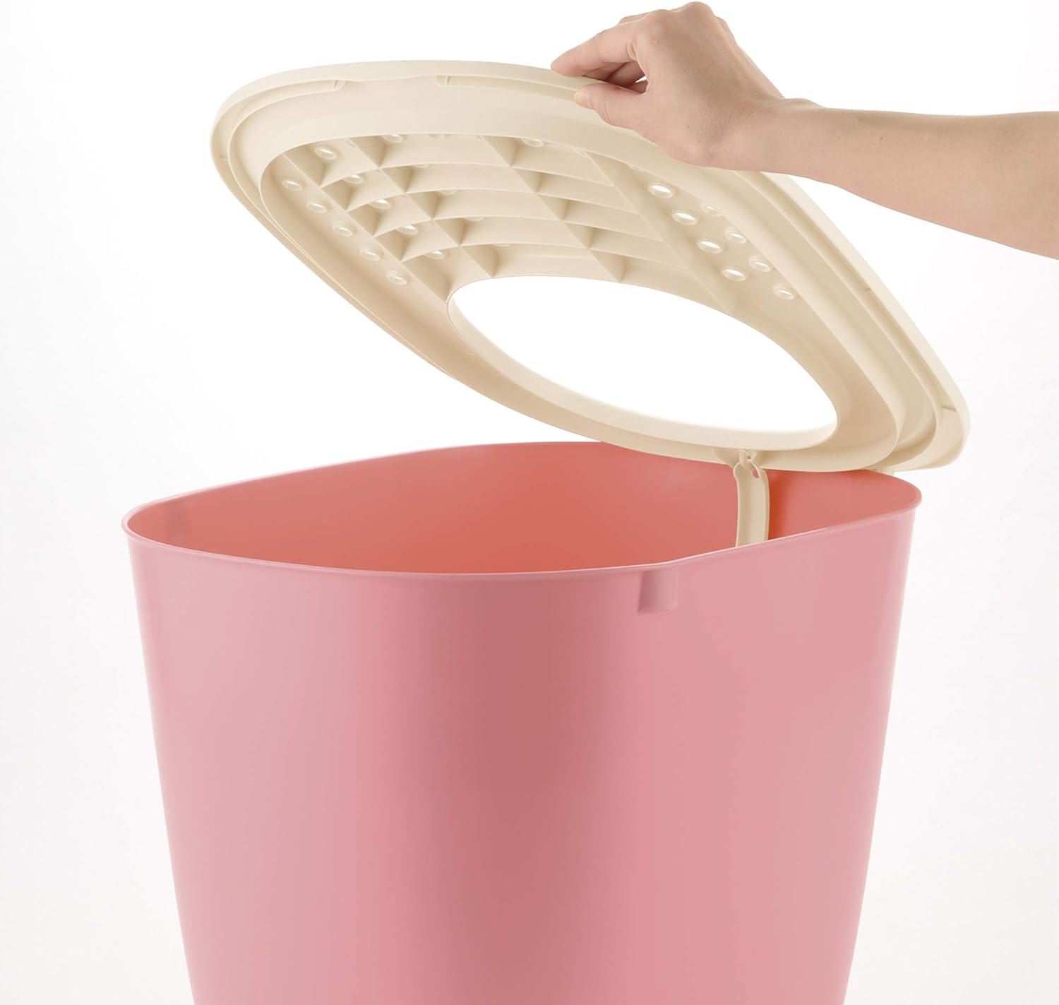 Richell PAW TRAX Top Entry Cat Litter Box, Hooded Cat Litter Pan, Enclosed Litter Box, Salmon Pink