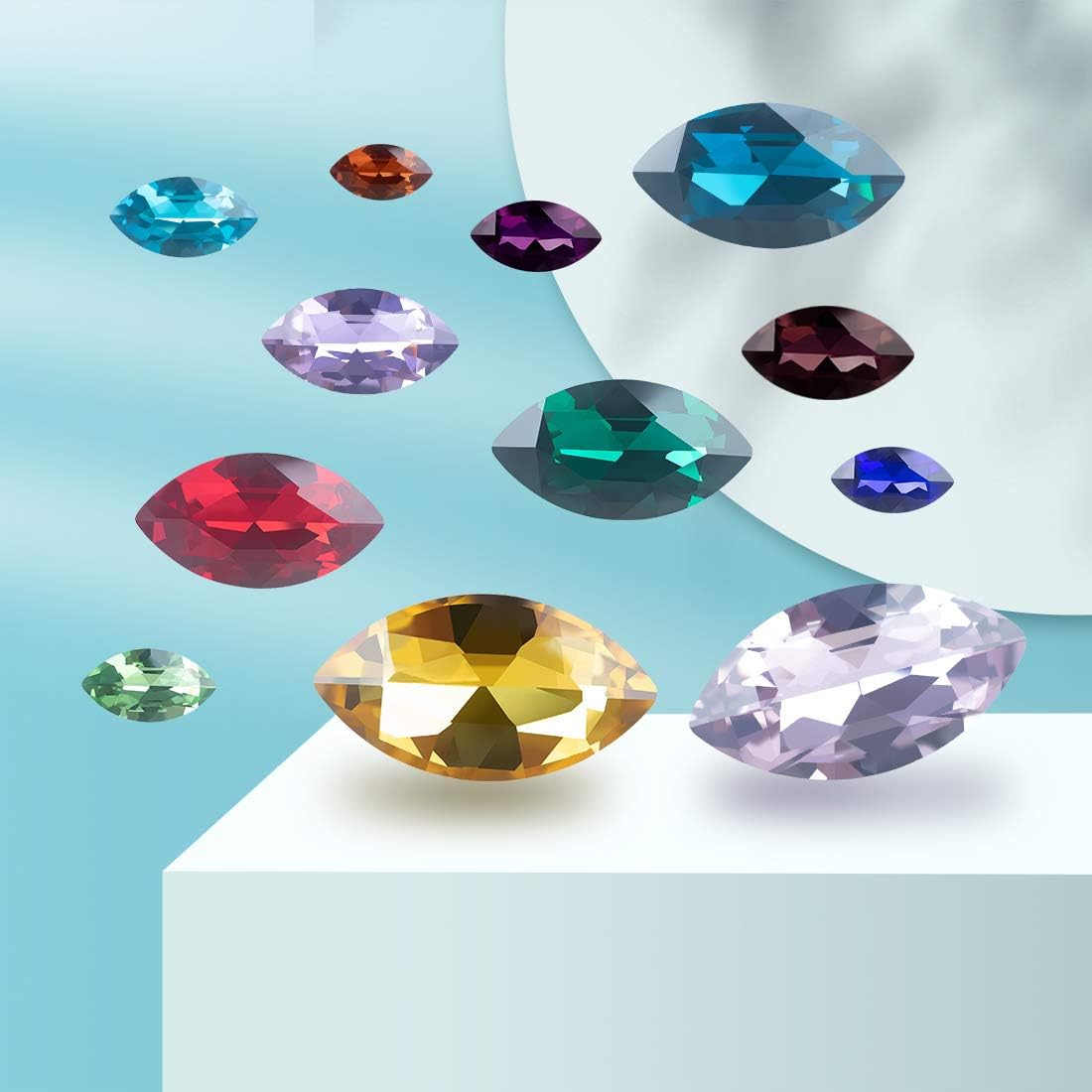 SWTHONY 13x27mm Crystal Big Rhinestones Pointback Horse Eye Shaped Gem Stones for Crafts Jewelry Making Dress Shoes Glass Beads 48pcs Green - Image 2