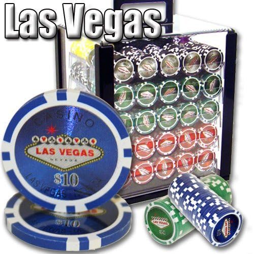 Brybelly 1,000 Ct Las Vegas Set - 14g Clay Composite Chips with Acrylic Display Case for Casino Games