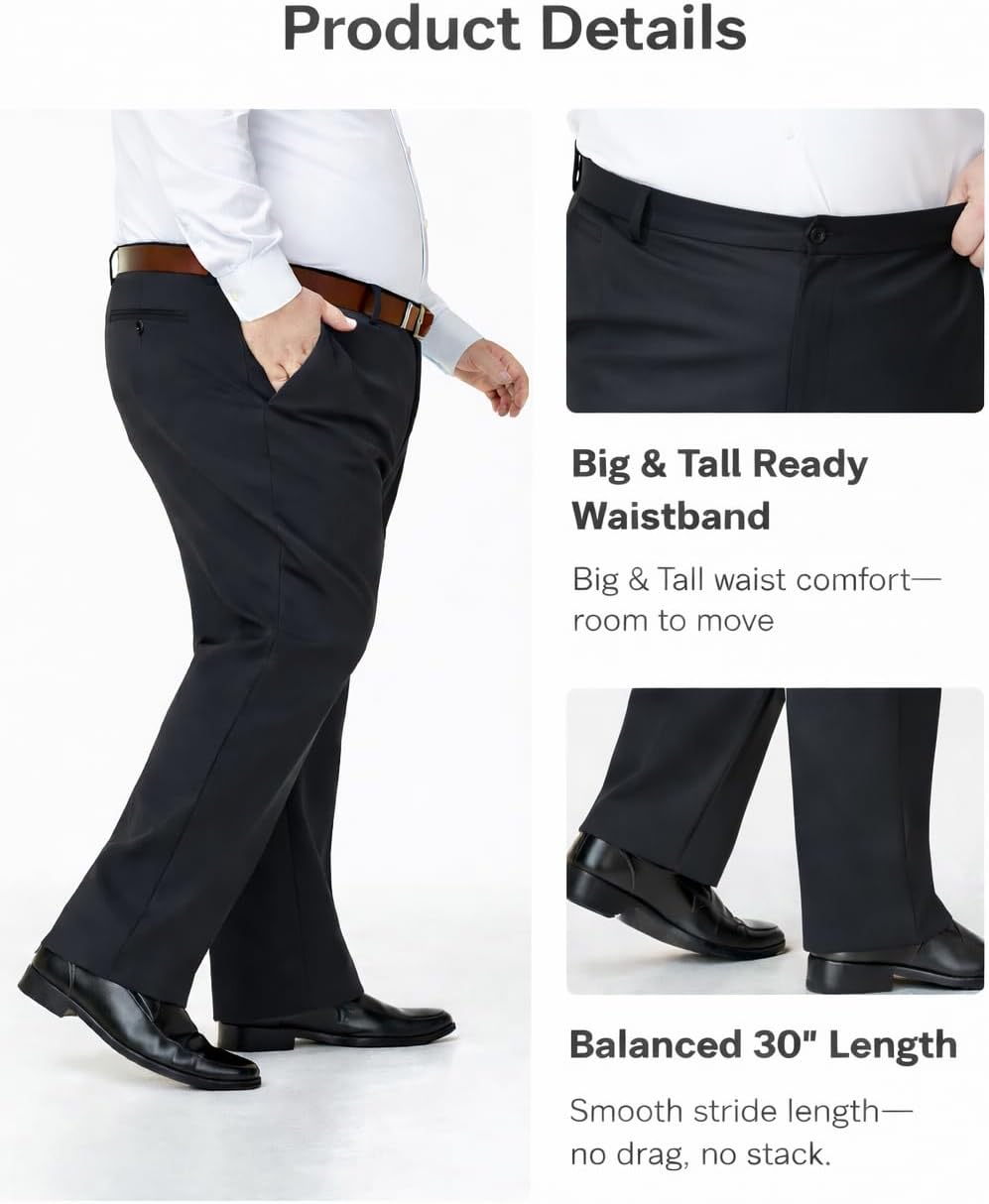 Mens Classic Fit Golf Pants Stretch Dress Pants 30''/32''/34'' Lightweight Casual Suit Pants with Pockets - Image 4