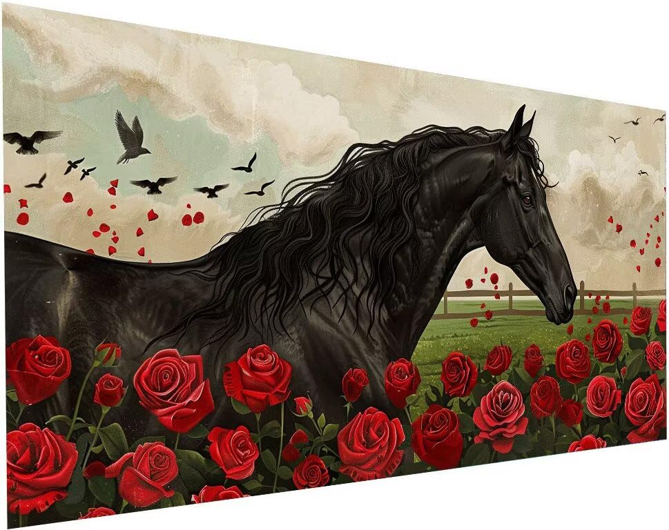 Broderie Diamant kit Complet Cheval | Peinture Strass Haut de Gamme 35x70