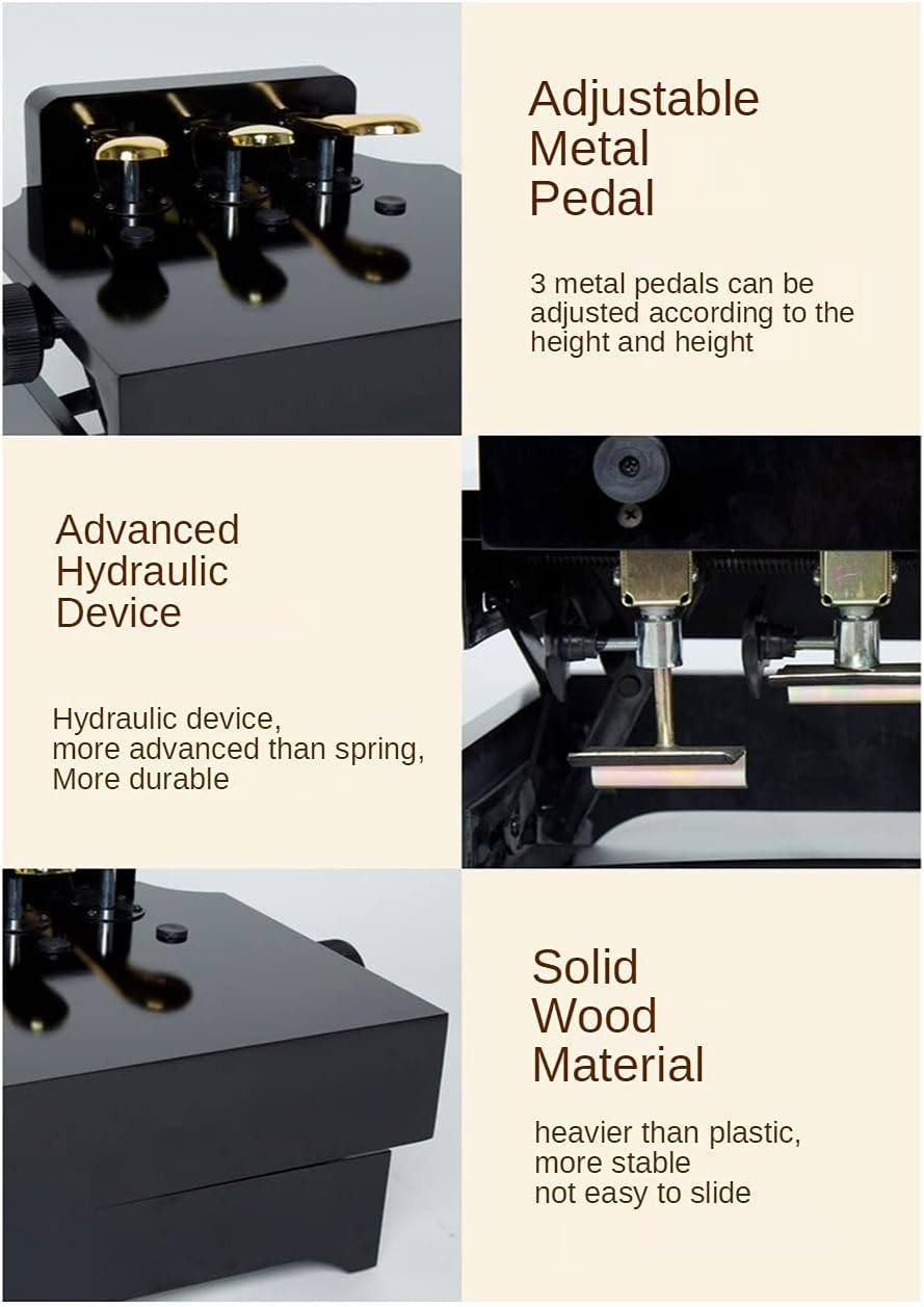 Piano Pedal Extender Bench for Kids, Design with 3 Pedal (Wood)