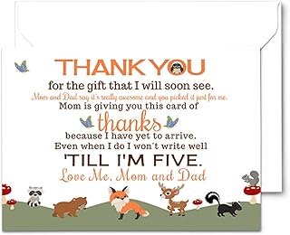 Woodland Baby Shower Thank You Cards with Envelopes (25 Blank Note Cards) Neutral Thank You Cards Baby Shower - Cute Prewritten Message on Baby Thank You Cards Set - Rustic Forest Animals