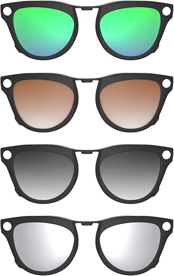 HIBLOKS Polarized Clip-on for Ray-Ban Meta Skyler & Gen 2 RW4010/RW4014 52-20, Silver + Grey + Brown + Green, 4 Count - Silver+Grey+Brown+Green