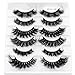HBZGTLAD 6 Pairs False Eyelashes Cat-Eye Fluffy Faux Mink Lashes 8D Wispy Lashes Pack Dramatic Long Thick Volume Eyelashes (Mix-03)