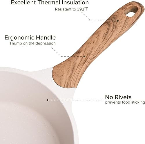Miniatura 4 de JEETEE Juego de cacerolas antiadherentes 15 cuartos y 2 cuartos de galón con revestimiento de granito de inducción con tapa de vidrio y boquilla de
