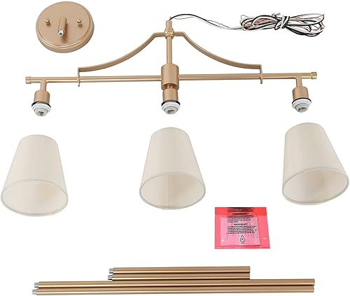 Miniatura 9 de Candelabros dorados para comedor, modernas lámparas lineales de isla de 3 luces con pantallas de tela para cocina, dormitorio, sala de estar