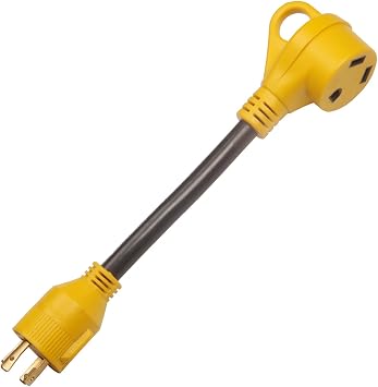 Generator to RV Adapter Cord 30 Amp,NEMA L14-30P to TT-30R 125/250V to 125V Locking Plug for Camping and Emergency Power,12-Inch,Rated at 30A 125VCRG30430