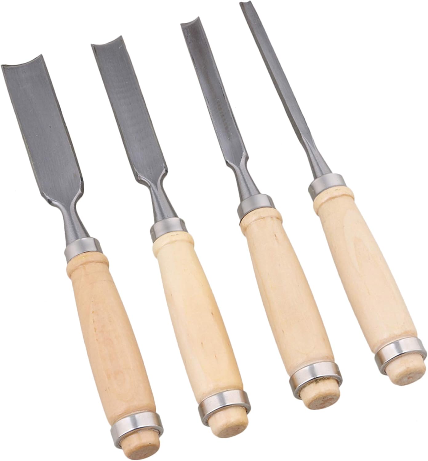 Mxfans Semicircle Wood Chisel Woodworking Carving Chisel Inner Edge Woodworking Gouge for Carpenter Wood Carving Hand Chisel Tool Pack of 4