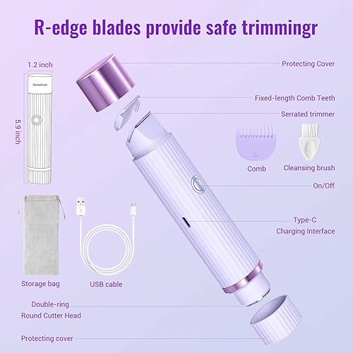 Miniatura 7 de Recortadora de bikini para mujer, afeitadora eléctrica y maquinilla de afeitar recargable 2 en 1, depilación corporal y facial, doble cabezal para