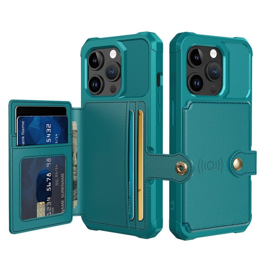 Étui en cuir de qualité pour iPhone 15 Plus vert à rabat magnétique