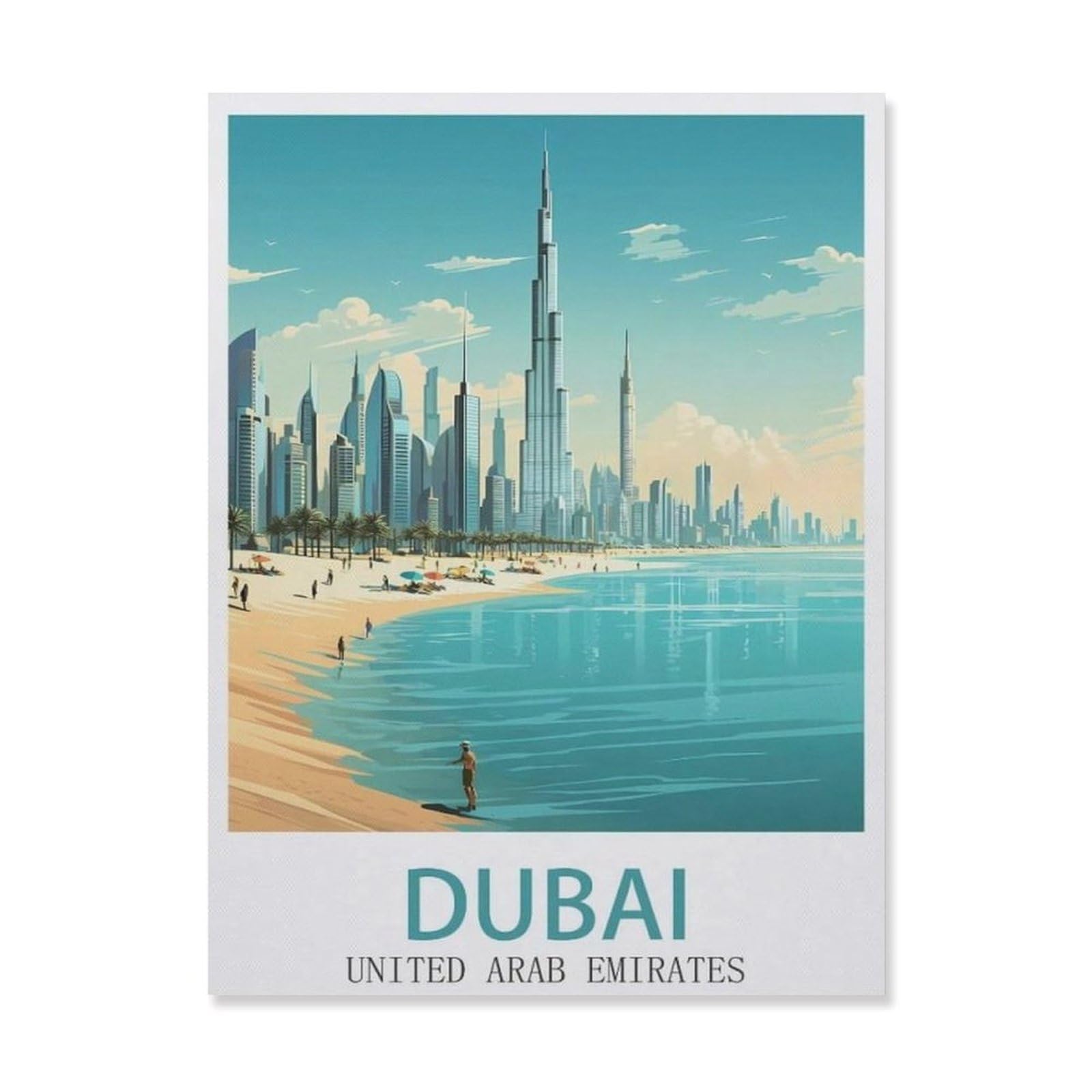 BEAYODKP Easy Paint by Numbers for Adults Beginners，Dubai United Arab Emirates，Paint by Number Kit On Canvas for Adults New Painters's Gift DIY Gifts(40x50cm) 15.7x19.6 inches-EG92