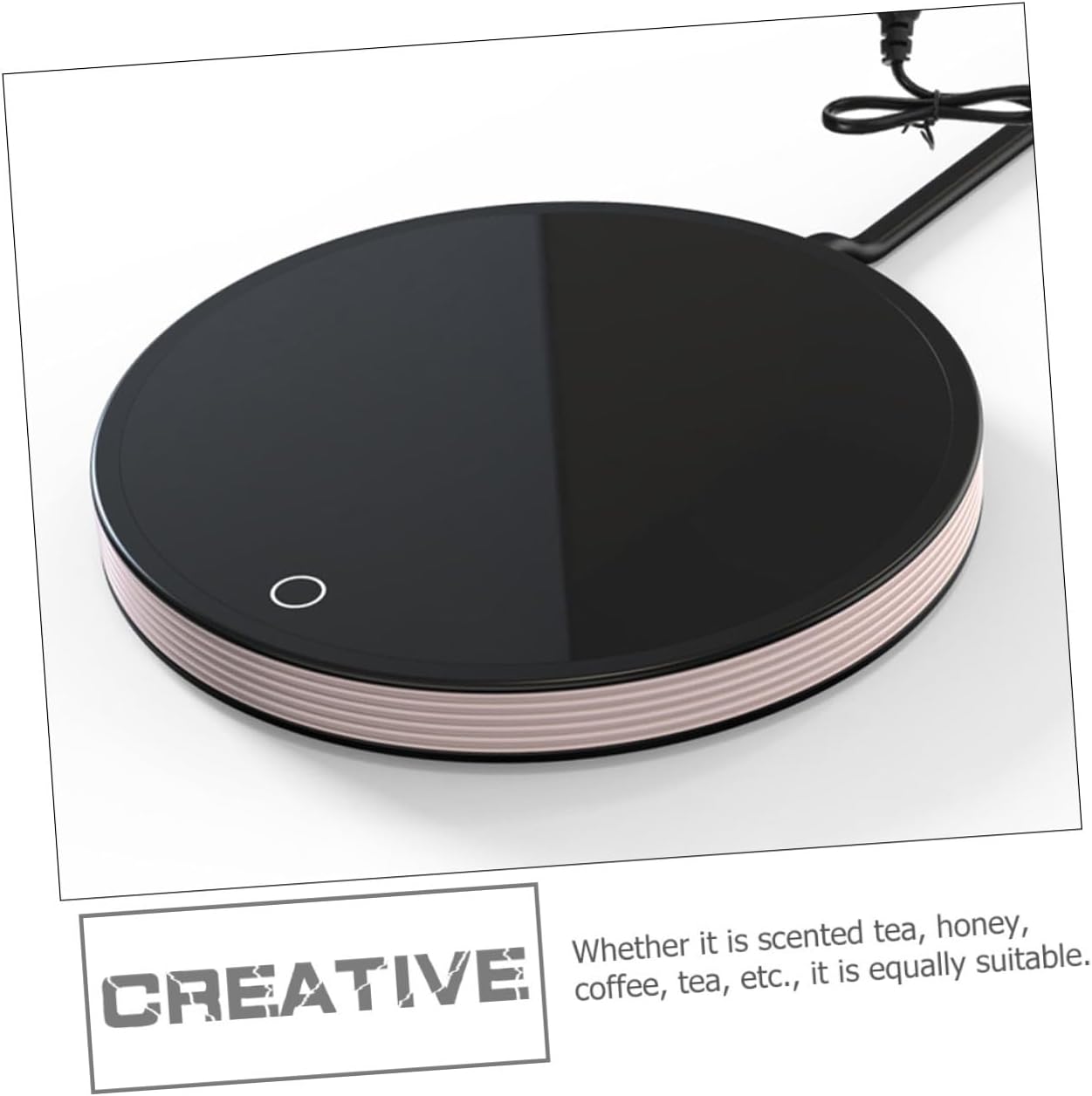 Delicate Coffee Mug Warmer with Temperature Control, Electric Cup Warmer Pad for Office and Home Use, Ac110v Heated Beverage Accessory, Pink and Black Design