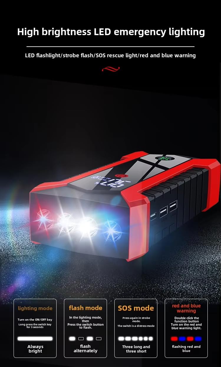 StickersLab - Avviatore di emergenza Auto Batteria Booster Starter Power Bank Portatile 12v 99800mAh