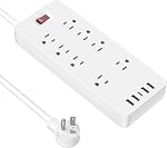 Power Strip Surge Protector with 10 Outlets & 4 USB Ports & 1 USB-C Port (5V/3A), HITRENDS 1875W/15A Flat Plug Spaced Outlets with 6 Feet Extension Cord for Home Office, ETL Listed, Black