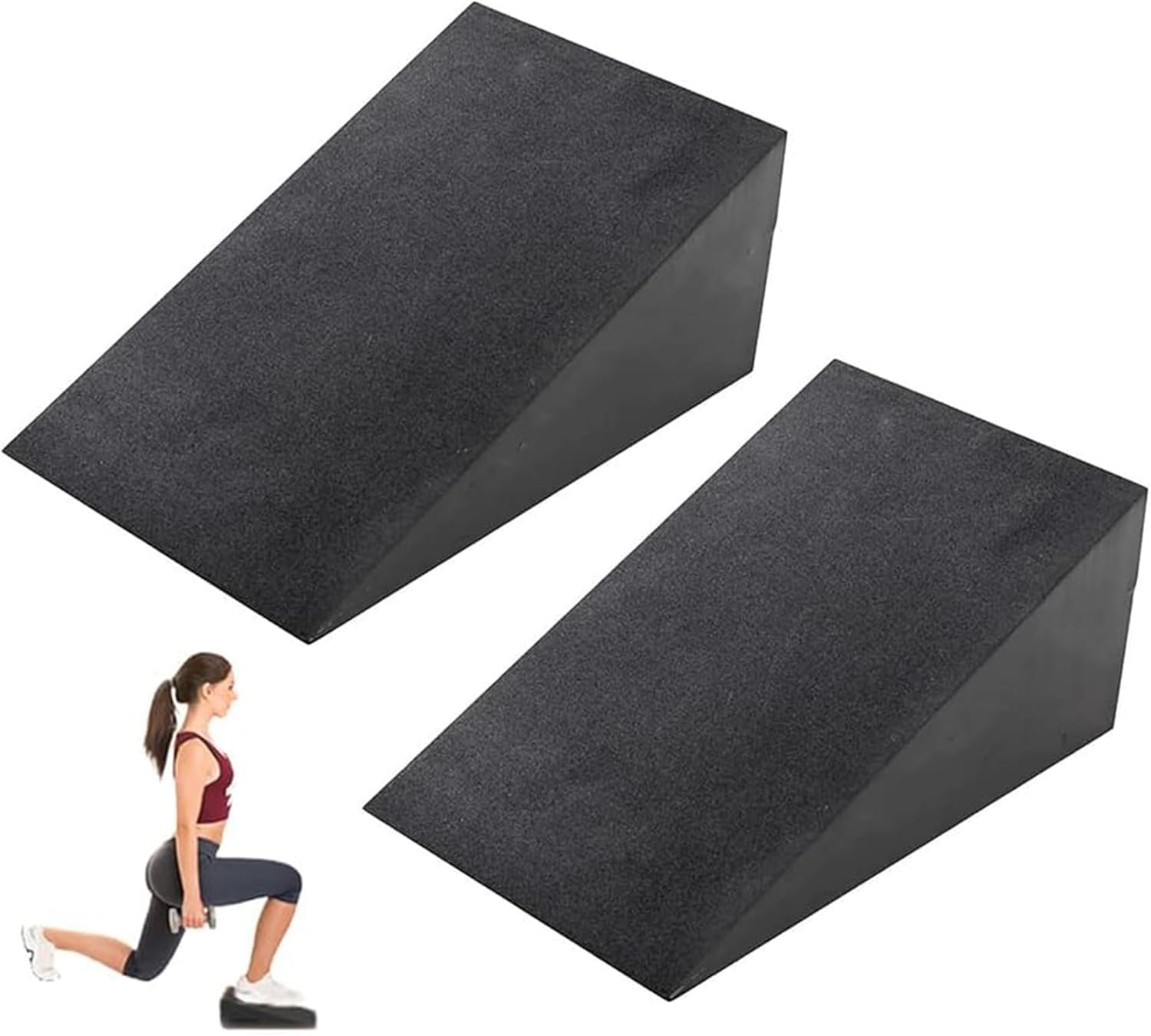 Smallterm 2 Pcs Yoga Block, Calf Stretcher, Squat Wedge Slant Board, Balance Pad Foam Wedge, Heel Elevated Squat Calf Raise 15x12x5cm