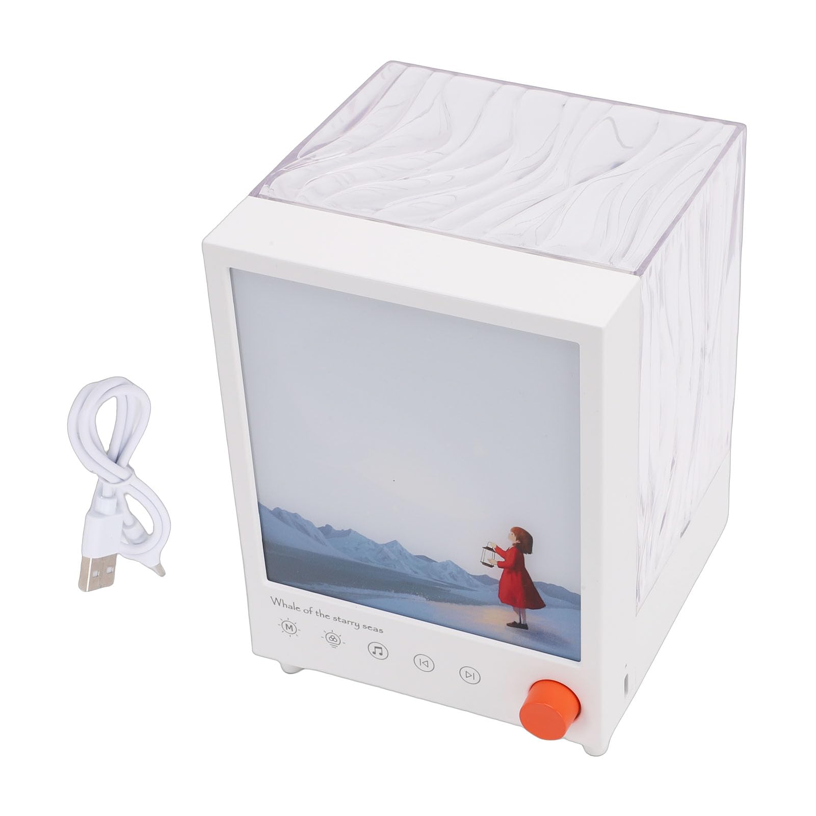 Jiawu Altoparlante Bluetooth con Luce di Proiezione Ambientale con Rumore Bianco per il Relax della Camera da Letto e dei Regali per le vacanze. Bianco