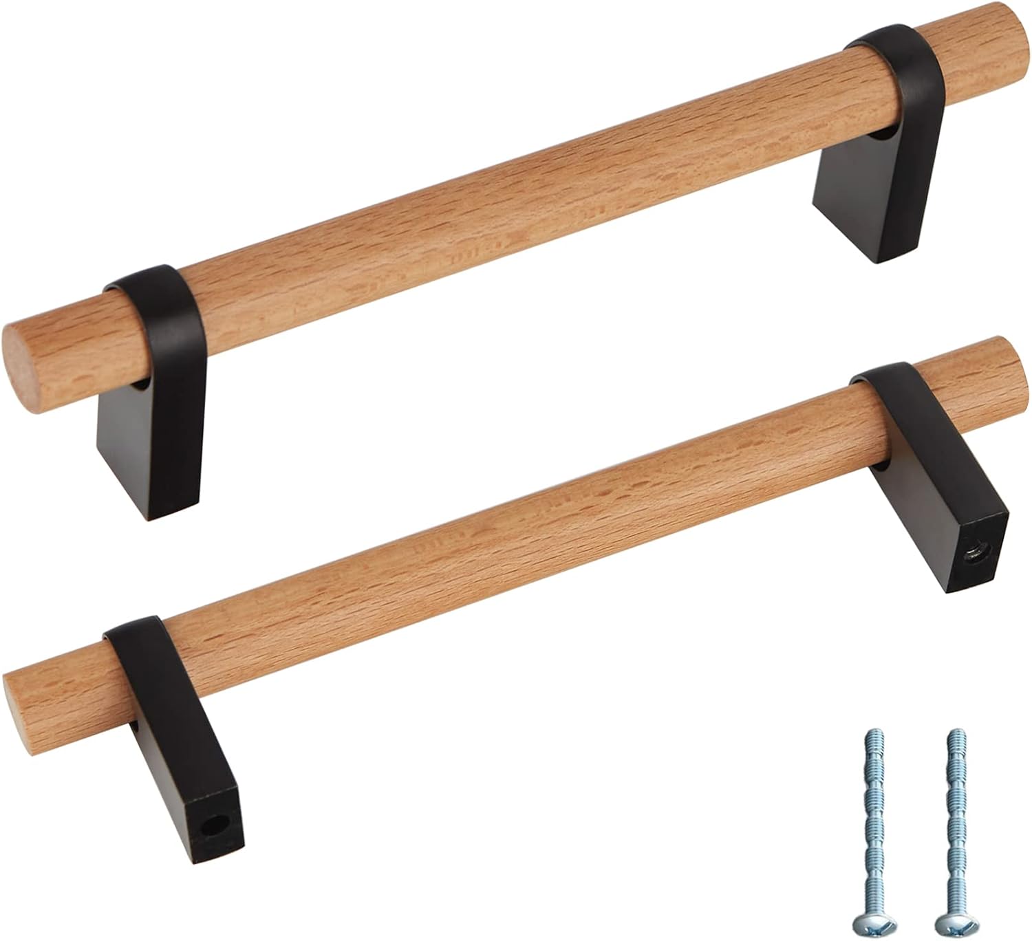 MShengM 8Pcs Wood Handles,4.5 inch Hole Center Natural Wood