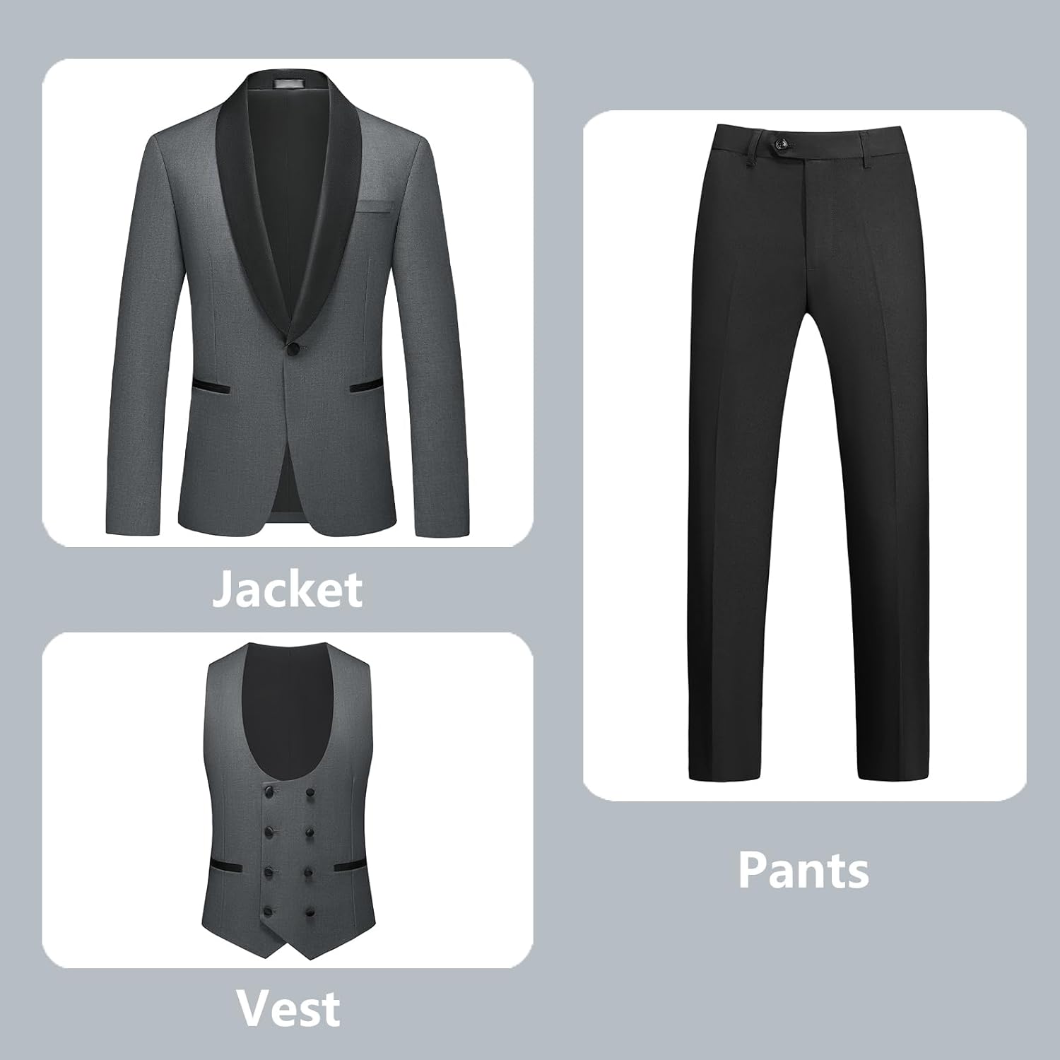 Rogers & Morris Tuxedo Suits for Men Solid 4-Piece Regular Fit Formal Set