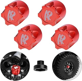 Hobbypark 4-Pack Aluminum Alloy M4 Nut Wheel Rim Center Cap Adapter for RC Car 1/10 Scale Crawler Traxxas TRX4 Redcat Gen7 Axial SCX10 90046 D90 (Red)