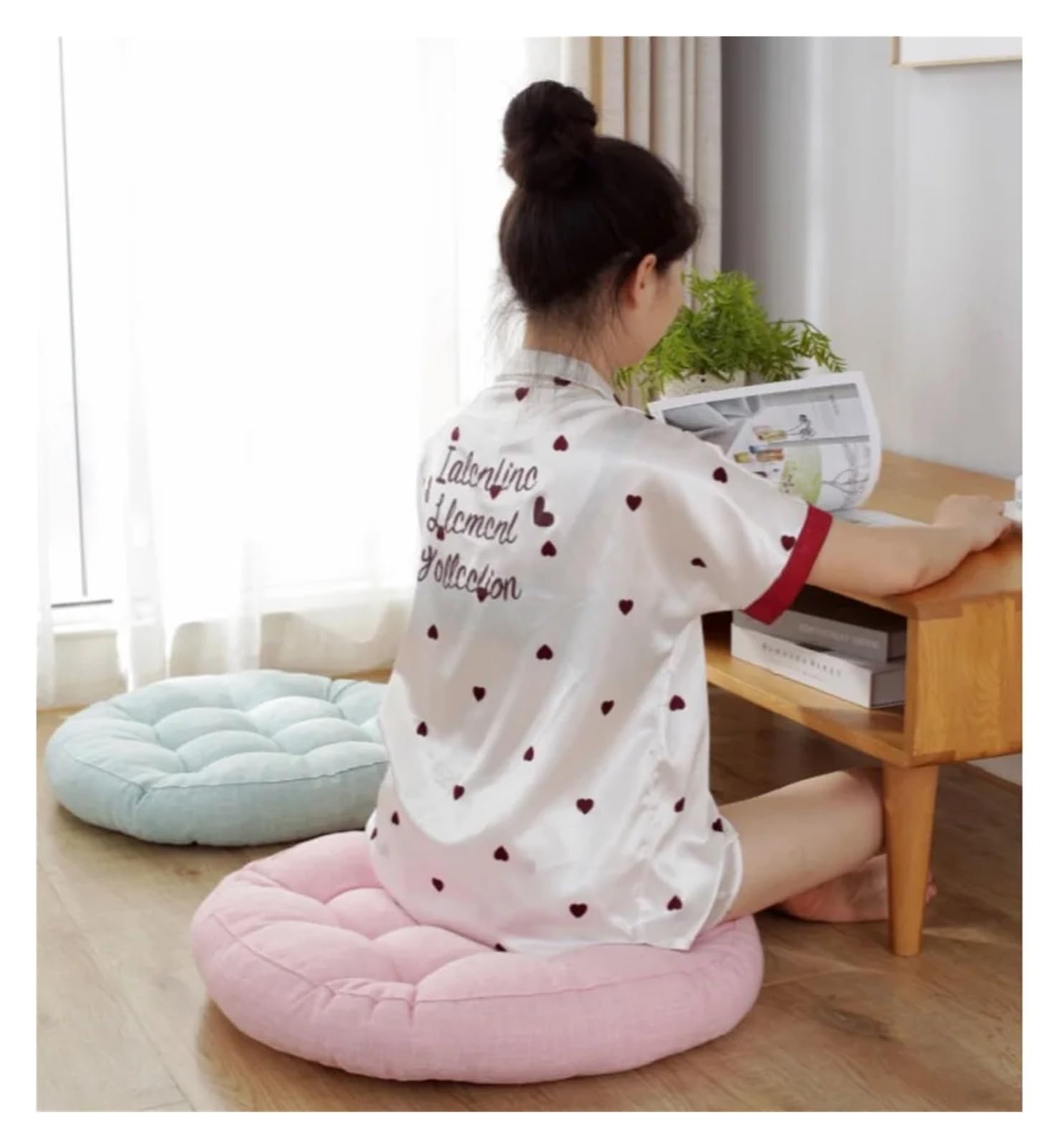 Großes rundes Yoga-Kissen, dunkelgrau, 55 cm, Meditationssitzpolster für Sofa, Stuhl, Bett, Auto, bequemes Bodenkissen für Esszimmer, Wohnzimmer und Entspannung
