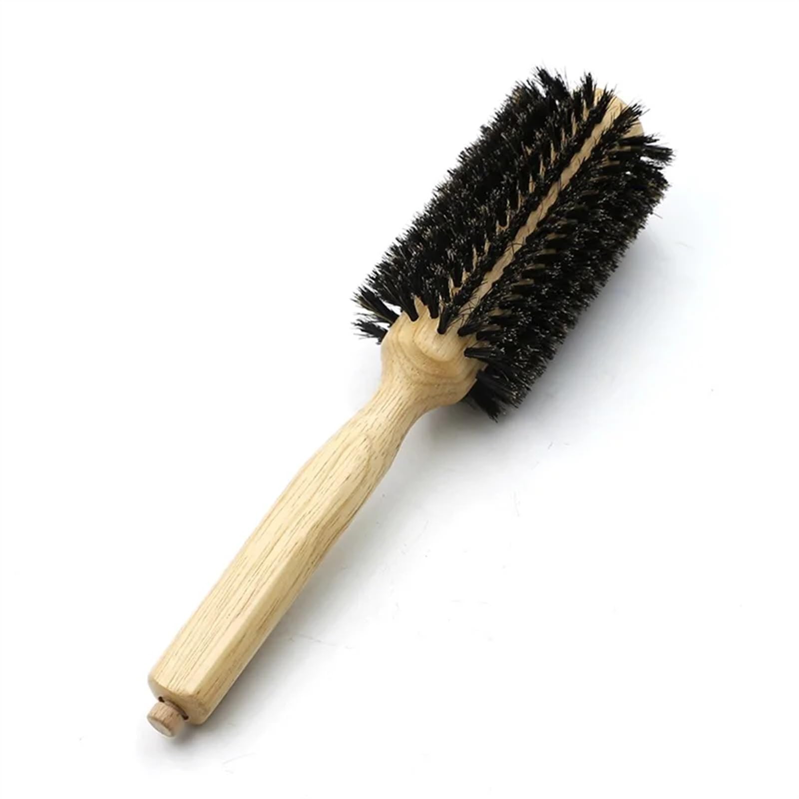 6 tamaños mango de madera cerdas de jabalí cepillo redondo cola extraíble profesional barbería salón peluquería cepillo de pelo peine redondo (Size : 45mm)