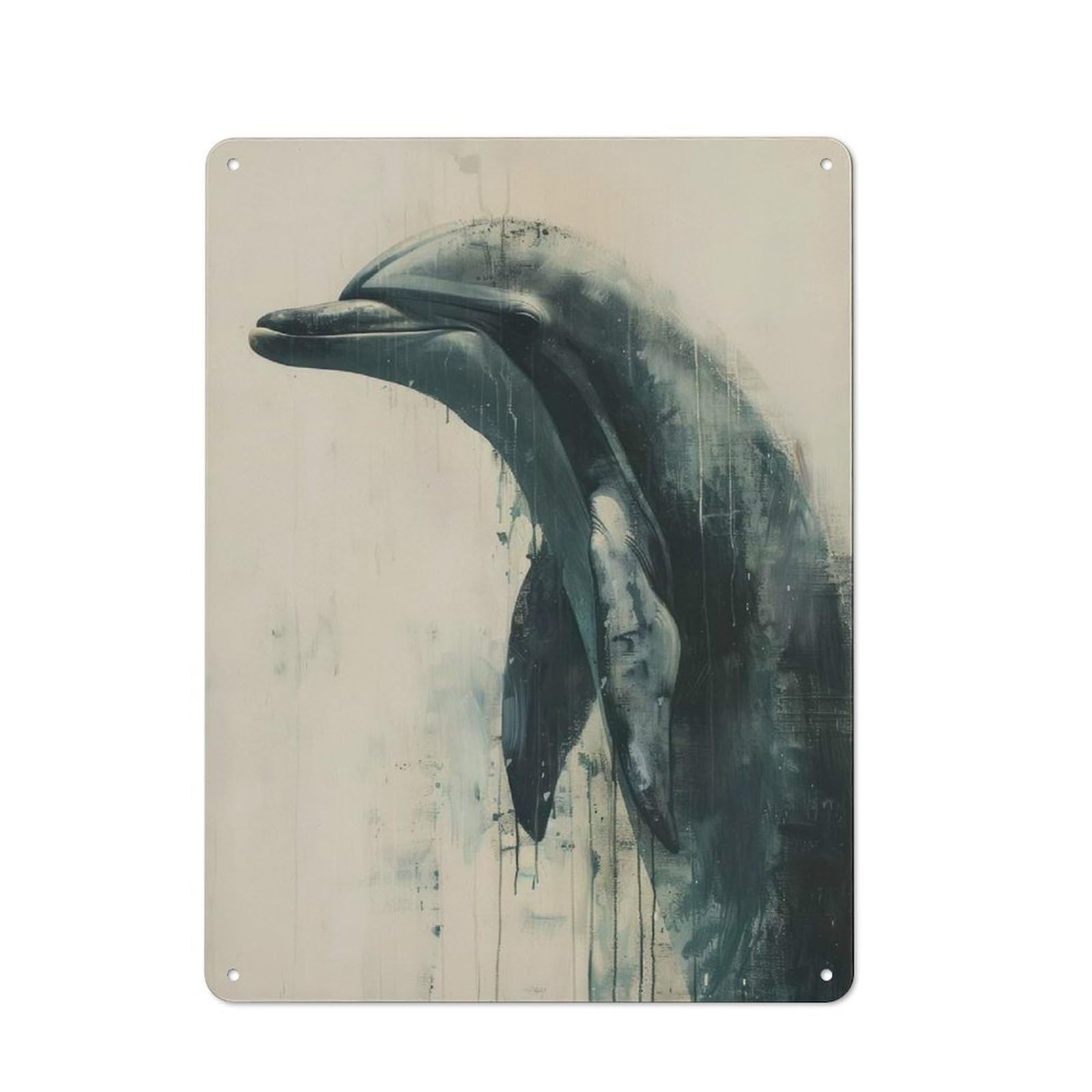 Metal Wall Sign 40x30cm Featuring Dolphin Harmony for Pub Or Café, Housewarming Wall Decor for People Furnishing Pub And Café