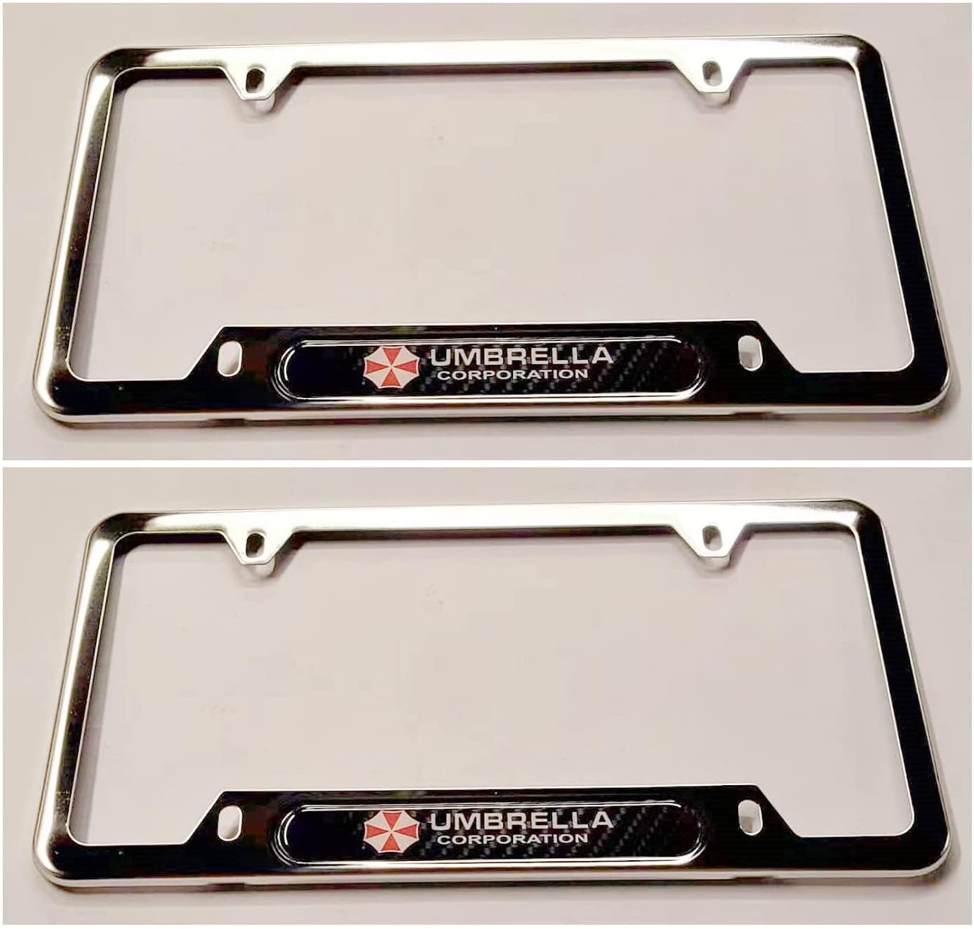 Wowwing 2PCS License Plate Umbrella Frame Cover Holder, Umbrella Corporation, Chrome Stainless Steel Made, sad23