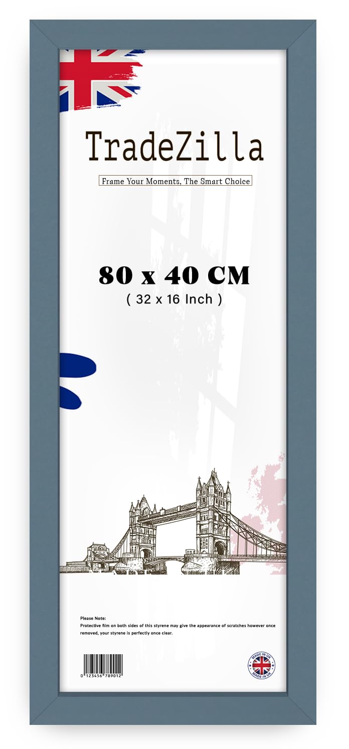 TradeZilla - Stunning Panaramic Picture/Poster Frame (80 x 40 CM) | MDF Eton Wood Hang Portrait/Landscape For Wall Gallery 32 x 16 Inch [ Dark Grey ]