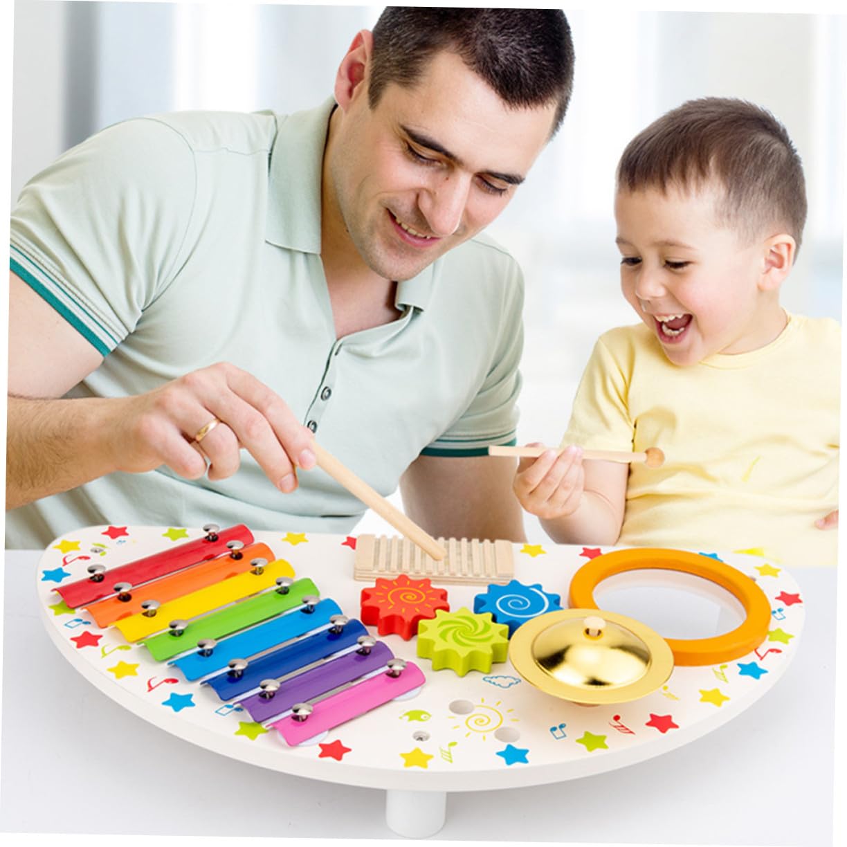 HANABASS Percussioni in Legno per Ragazzo Ragazza Strumento Musicale Xylophone Gioco Educativo per Sviluppo Ritmo e Socialità