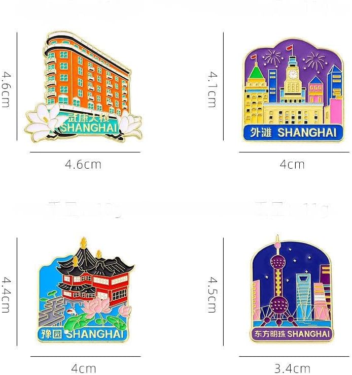 4 Shanghai China Landmarks Enamel Pins, Shanghai Tourist Souvenir Pins, Backpack Wallet Clothing Accessories, Metal, No Gemstone image 3