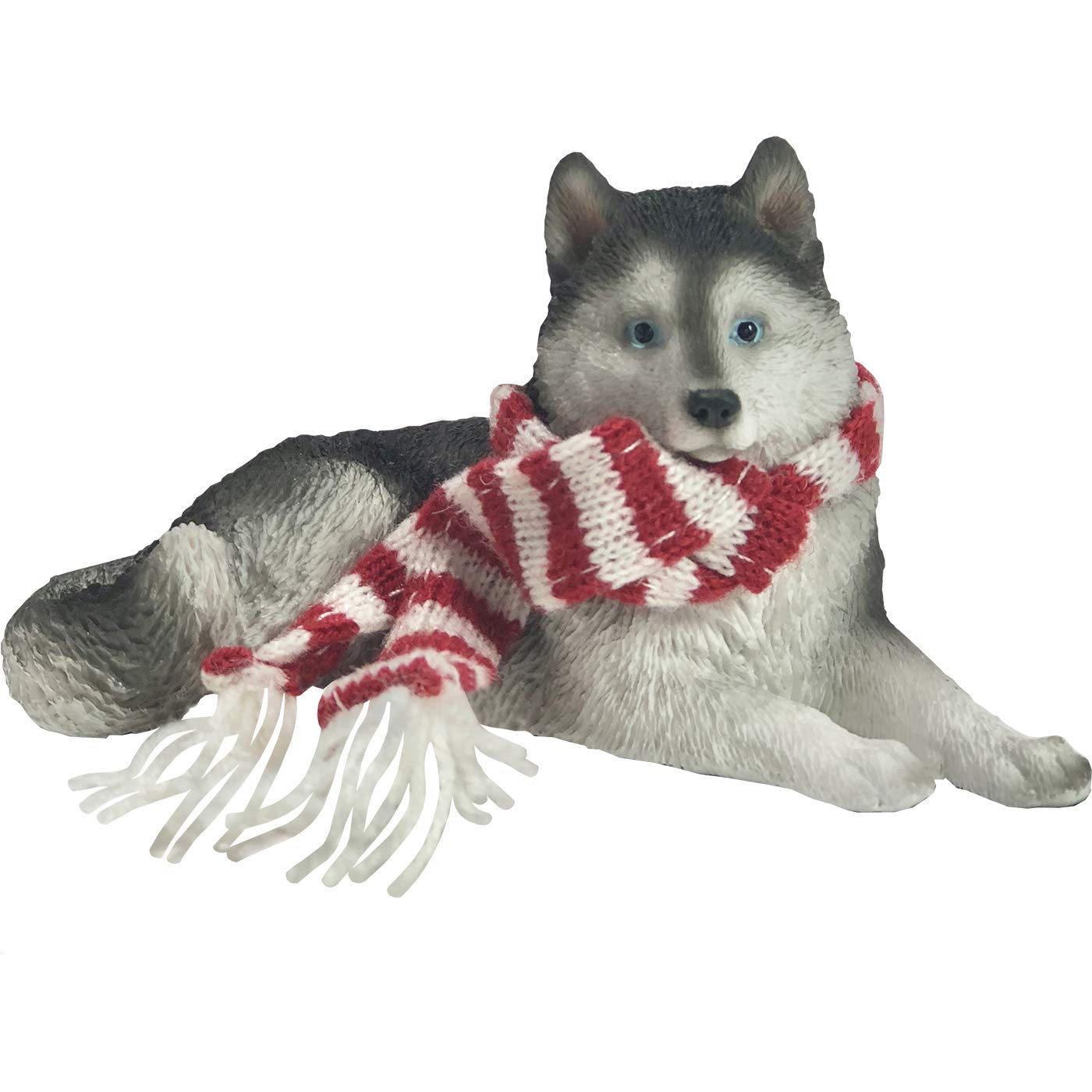 Sandicast Multicolor Siberian Husky With Red And White Scarf Christmas Ornament