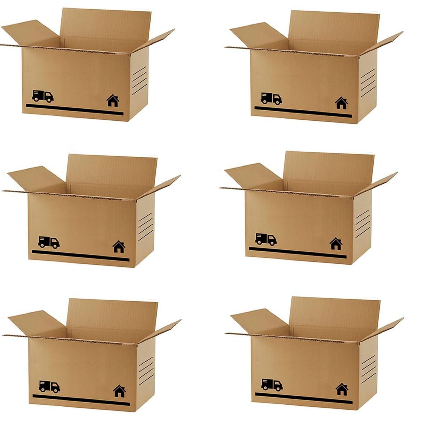 Tradineur - Pack de 6 cajas de embalaje de cartón, mudanzas, cartón reforzado y resistente, plegablse y reutilizables, envío paquetes, almacenaje, 80 x 40 x 40 cm