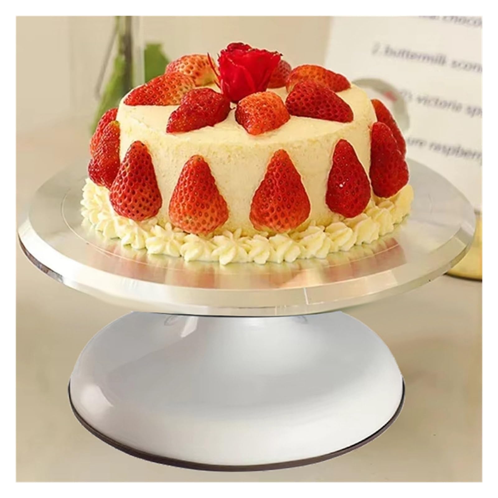 Piatto Girevole per Torte Piatto Girevole for la Preparazione di Torte, 12 Pollici, in Lega Alluminio, Rotazione Stabile, teglia Rimovibile e Facile da Pulire per Decorare Torte