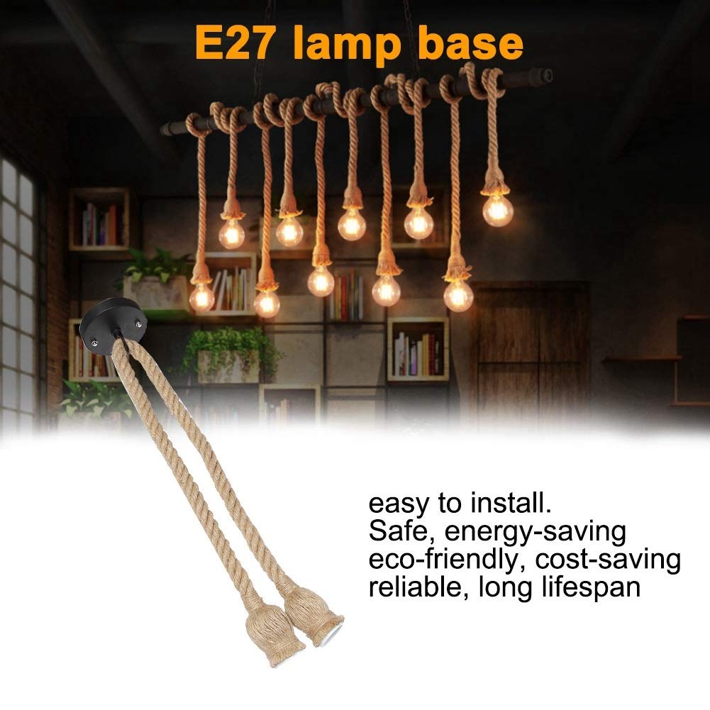 VIFERR Vintage lamphouder E27 met 1 m kabel peerhouder touw 6 koppen verlichting linnen elektrische leiding voor doe-het-zelf retro henneptouw industriële kroonluchter