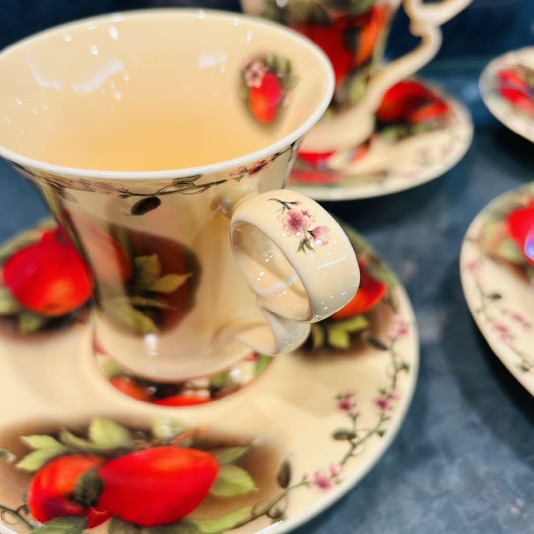 Amazon | リンゴ柄 ティーカップ 4客セット | ノーブランド品 | カップ