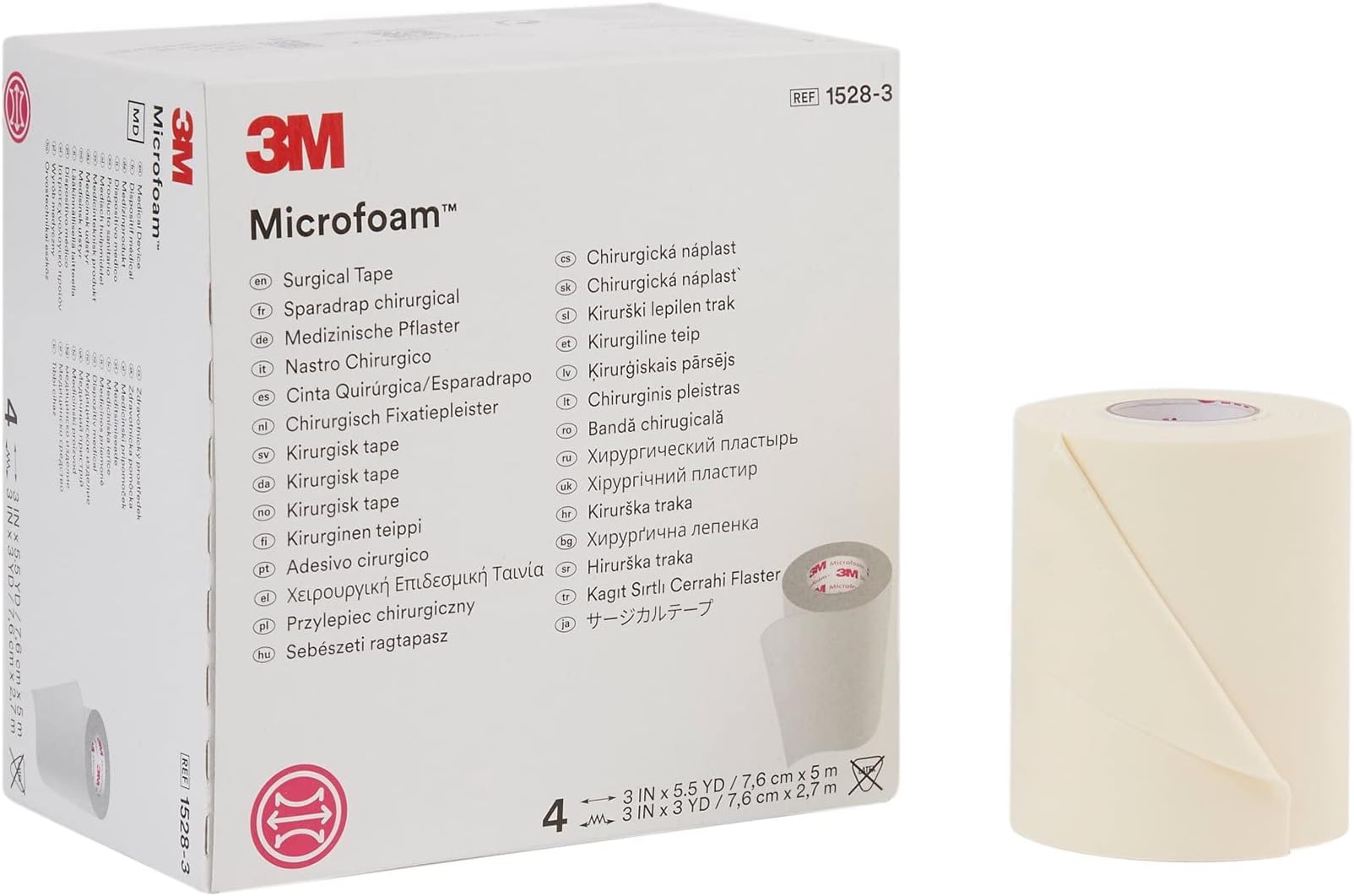 Microfoam Surgical Tape 3" x 5.5 Yd 1528-3, 2 Boxes, 4 Rolls/Box