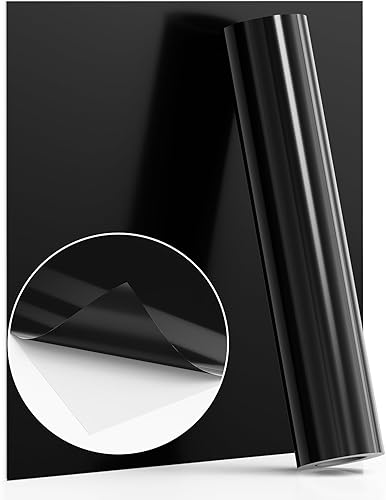Vinilo permanente negro, vinilo negro para máquina Cricut, rollo de vinilo adhesivo negro brillante de 12 pulgadas x 6 pies para decoración diaria