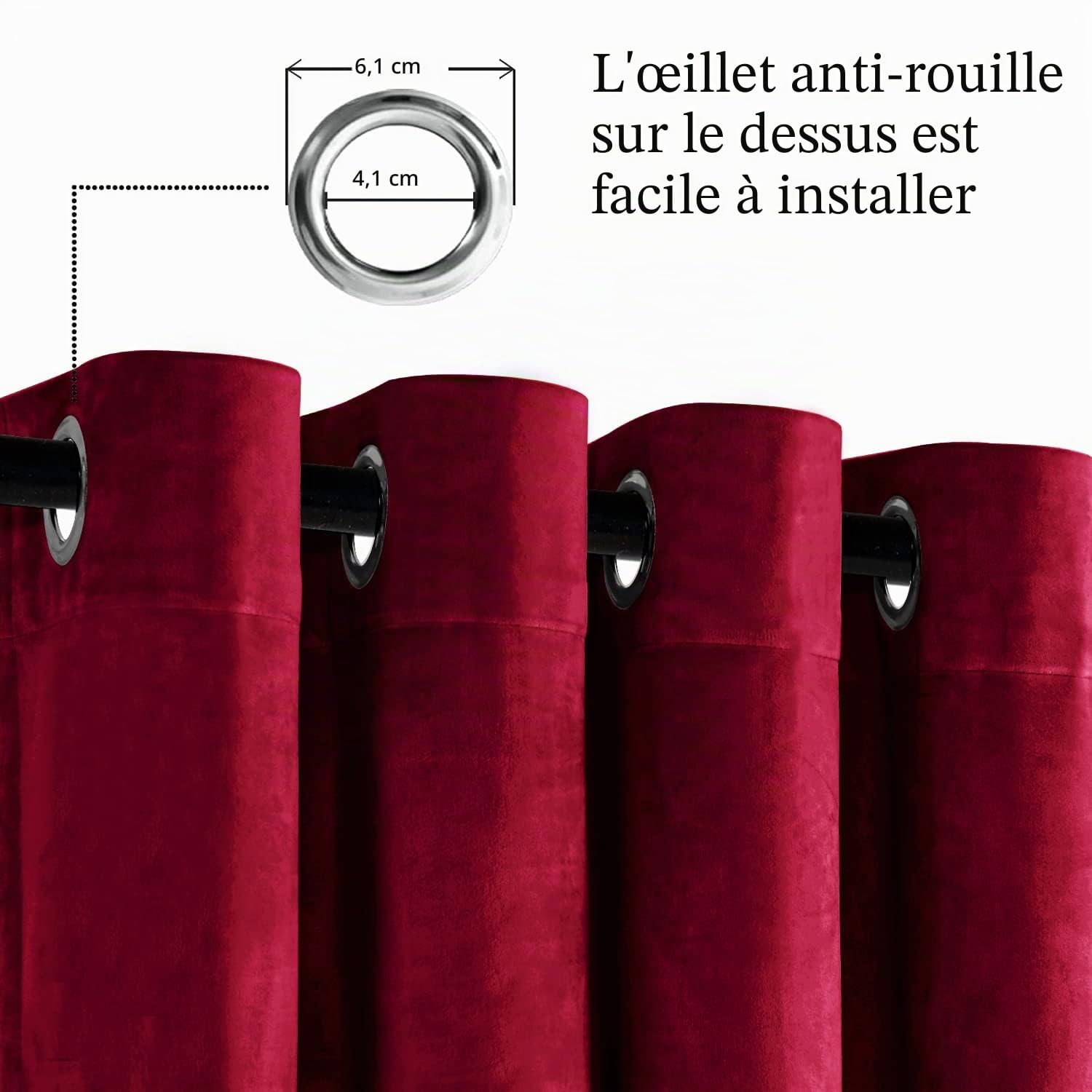 JIUZHEN Décorations de Noël Lot de 2 Rideaux Velours Occultants Doux et Opaques à Oeillets Rideau Thermique Isolant Anti Chaleur et Frois pour Chambre Décoration 140x145cm (LxH) Rouge Bordeaux