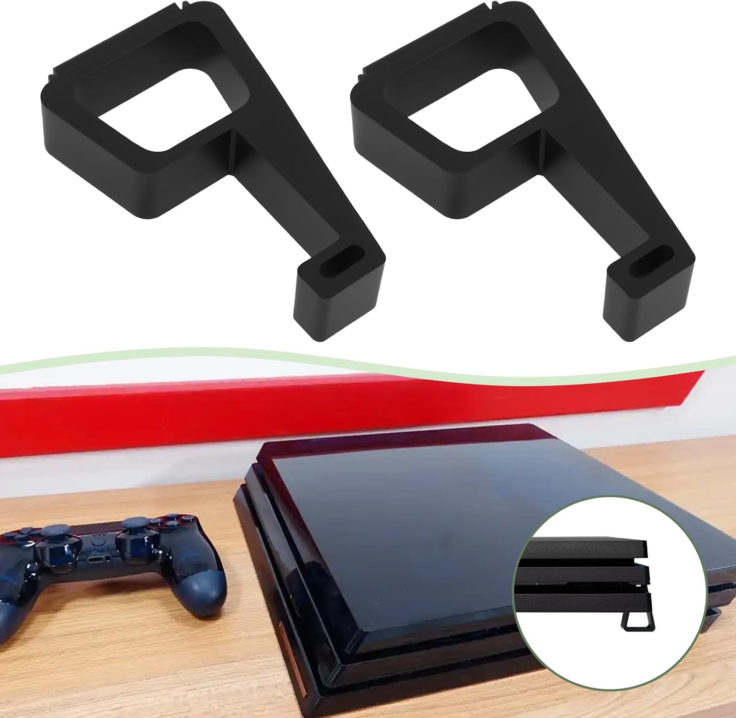 4pcs Game Console Horizontal Holder Simple Feet Bracket Prevent Slip Cooling Feet Slip Feet Stand Compatible with Sony PS4 Slim Black 4 61j2JS9z72L. AC SL1500